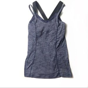 Lululenon Blue Heather Tank with Attached Bra